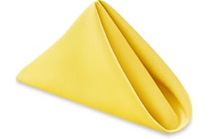 DWCN Cloth Napkins Set of 6, 18 x 18 Inch, Washable Yellow Dinner Reusable Napkins with Hemmed Edges for Restaurant, Wedding 
