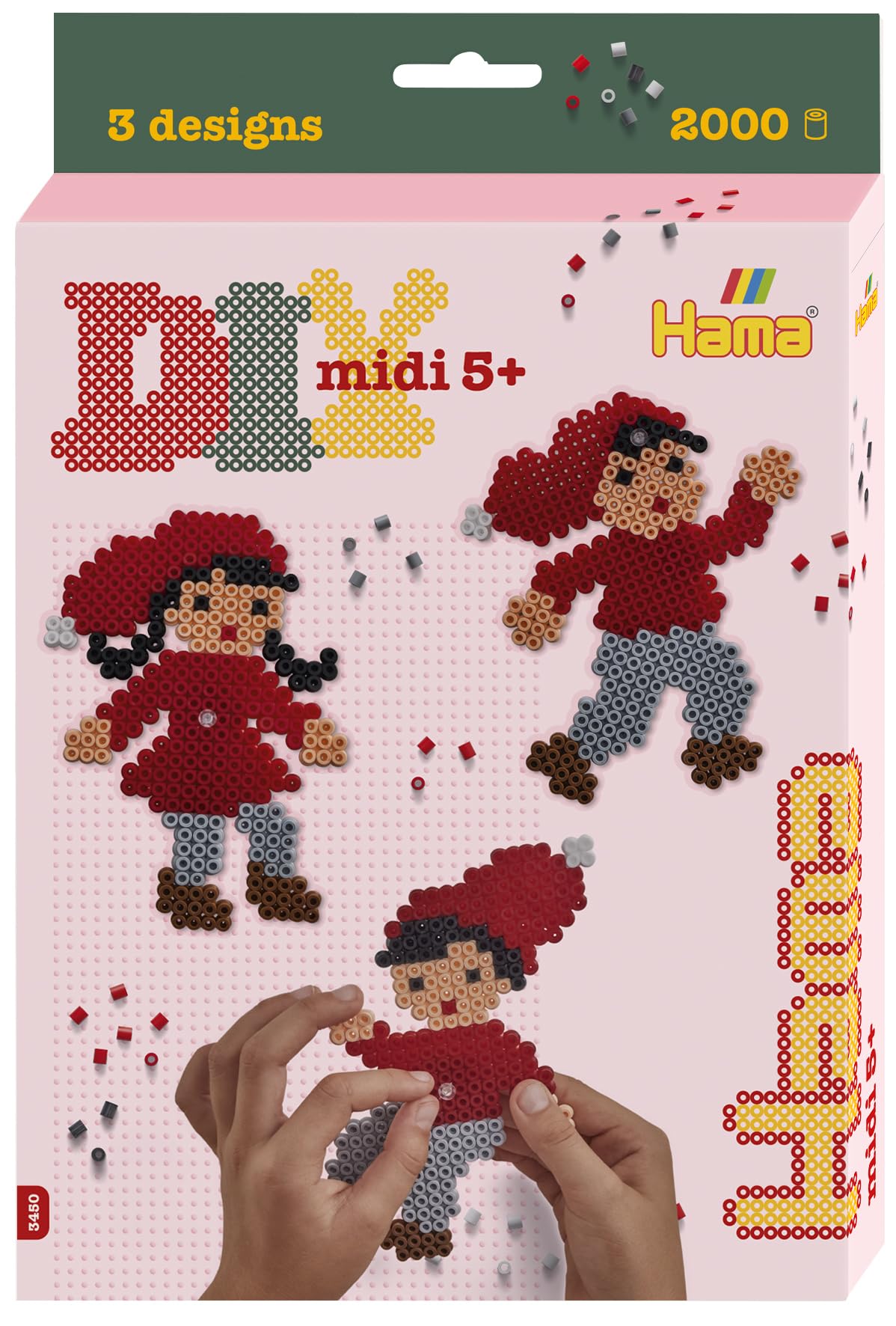 Hama Beads DIY Box - Christmas Fun | Approx. 2.000 Fuse Beads, 1 Large Square Pegboard, Design Sheet, Instructions & Ironing Paper | Mosaic Decoration Arts & Craft for Creative Children Ages 5+