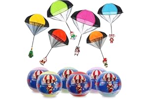 Pinkiwine 6 Pack Christmas Parachute Toys in Capsules Flying Throwing Toy for Kids Boys Girls Christmas Stocking Stuffers Party Favors Gifts