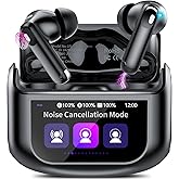 Wireless Earbuds, Bluetooth 5.4 Ear buds with Multifunctional Touch Screen, 48H Bass Stereo Headphones with ANC/ENC Noise Cancelling/Transparency mode, IPX7 Earphones with 5 EQ Modes for iOS Android