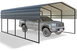 HOMMOW 12'x20' Heavy Duty Metal Carport, Multi-Purpose Car Shade Shelter with Galvanized Steel Roof, Upgraded Extra Large Garage for Car, Boats and Tractors
