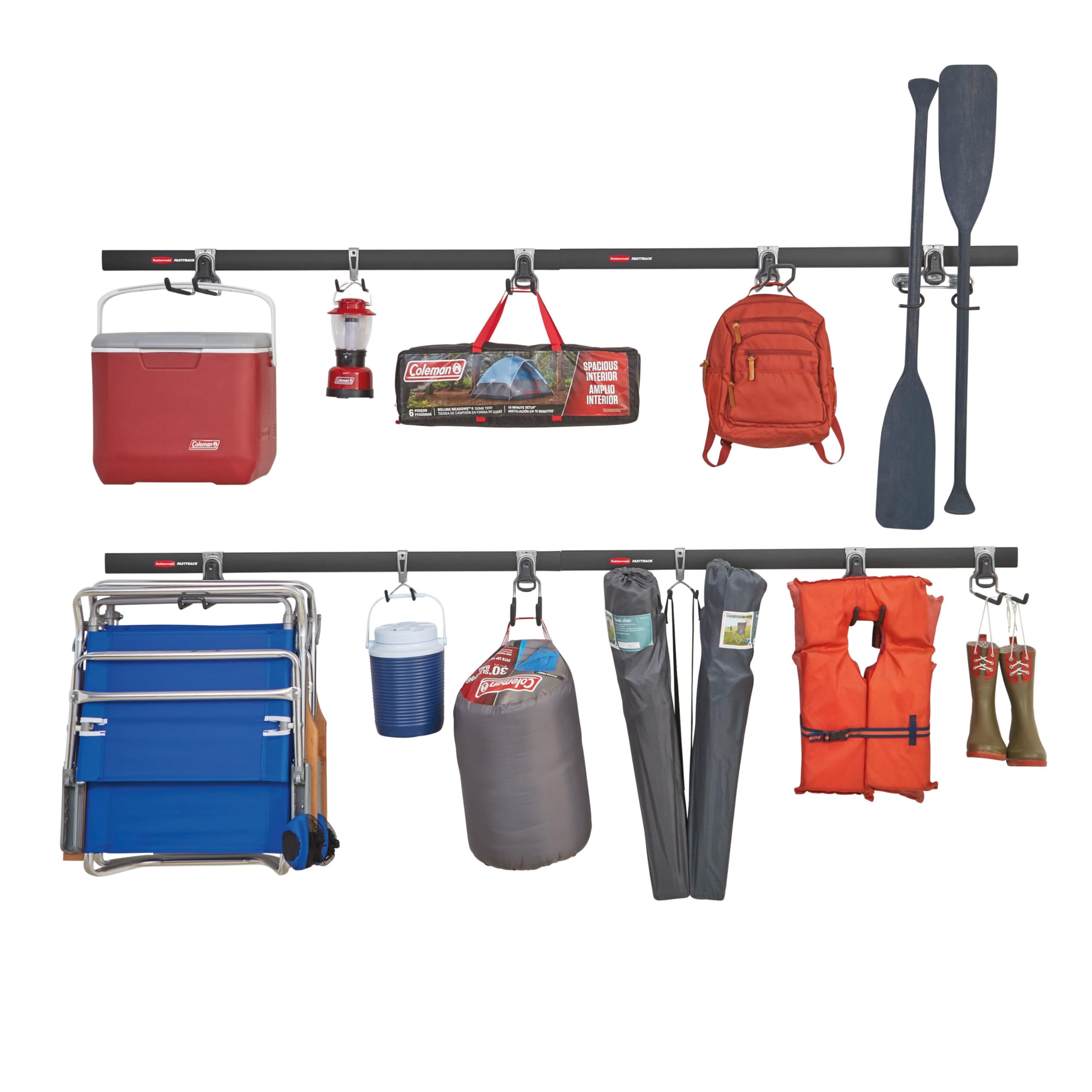 Photo 1 of ***(PARTS ONLY)*** SELLING AS IS *** Rubbermaid 15-Piece FastTrack Garage Wall-Mounted Storage Kit, 4 Rails and 11 Hooks, for Home/House/Tool/Sports/Equipment/Utility Purposes