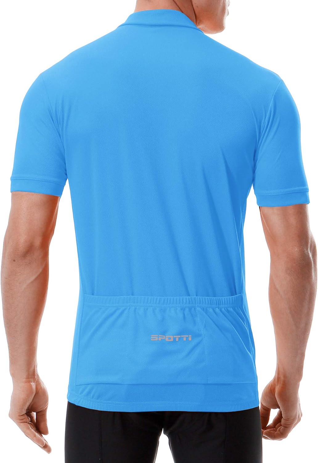 Spotti Men's Cycling Bike Jersey Short Sleeve with 3 Rear Pockets- Moisture Wicking, Breathable, Quick Dry Biking Shirt : Clothing