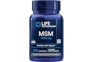 Life Extension MSM, 1000 mg, methylsulfonylmethane, Supports Healthy Joints, antioxidant Support, Gluten-Free, Non-GMO, 100 Capsules