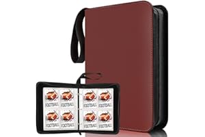 TUUZEL Sport Card Binder 4 Pocket,Premium Zipper Trading Card Holder with Card Sleeves,Collectible Card Folder Fits 400 Cards and 50 Removable Trading Card Sleeves(Reddish brown, 400Pockets)