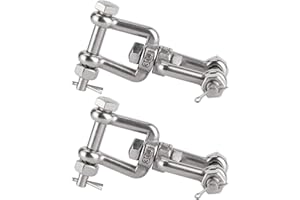 Aumotop 304 Stainless Steel Rotating Shackle Swivel Shackle Practical Universal Rings 2Pcs for Anchor Lines Knot Prevention
