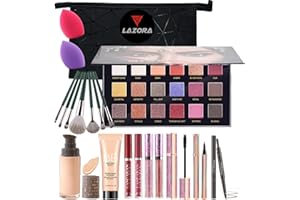 LAZORA All in One Makeup Kit for Women Full Kit(Eyeshadow Palette,Lip Gloss,Foundation,BBCream,Mascara,Eyebrow Pencil,Eyeliner,Powder Puff,Makeup Brushes,Cosmetic Bag) Teens for Girls Makeup Set