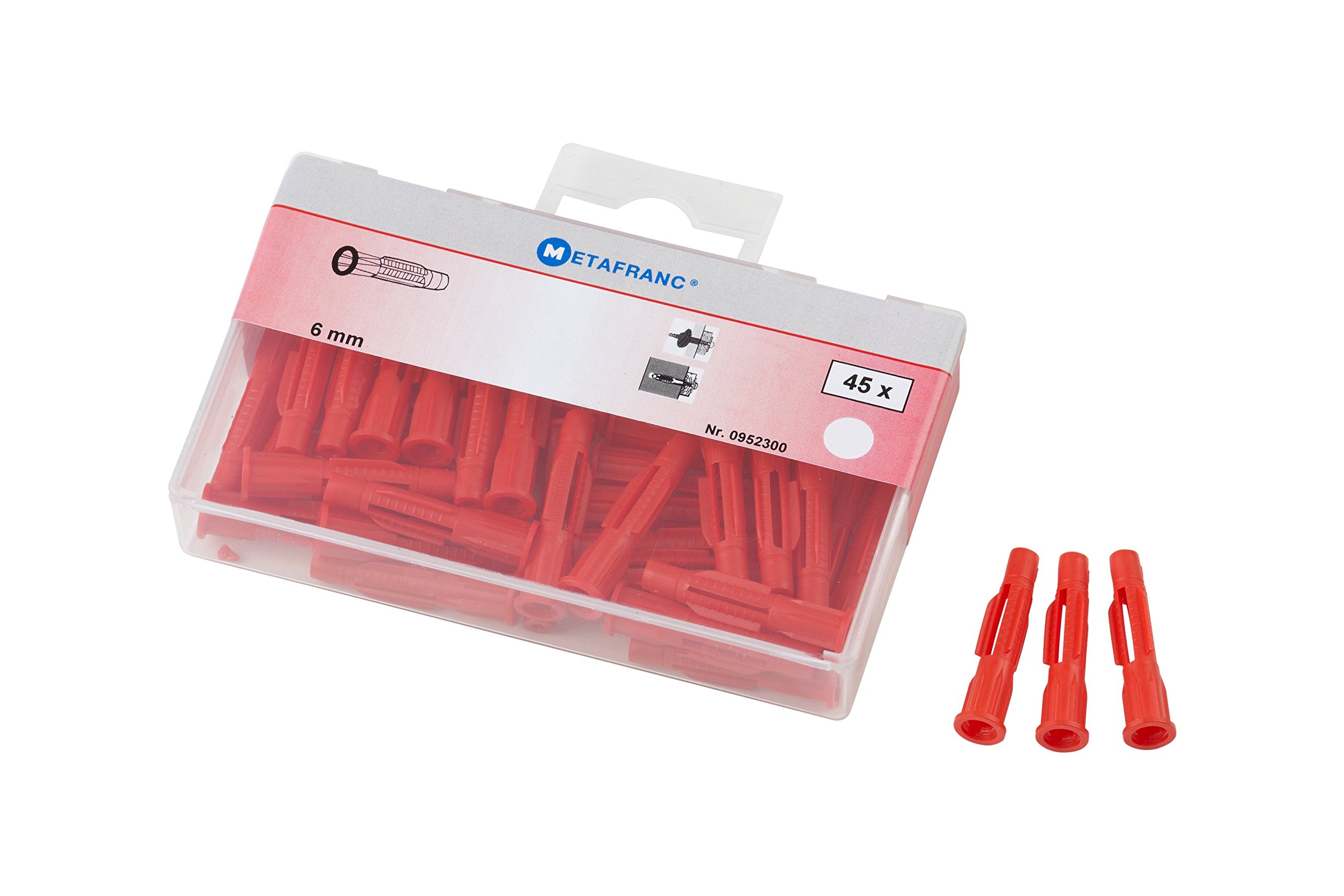 Metafranc Universal Diameter 6 mm-45 Pieces-for attaching Solid and Hollow Building Materials/All-Purpose Expansion Cavity dowels/Triple Wings / 952300, Ø 6 mm