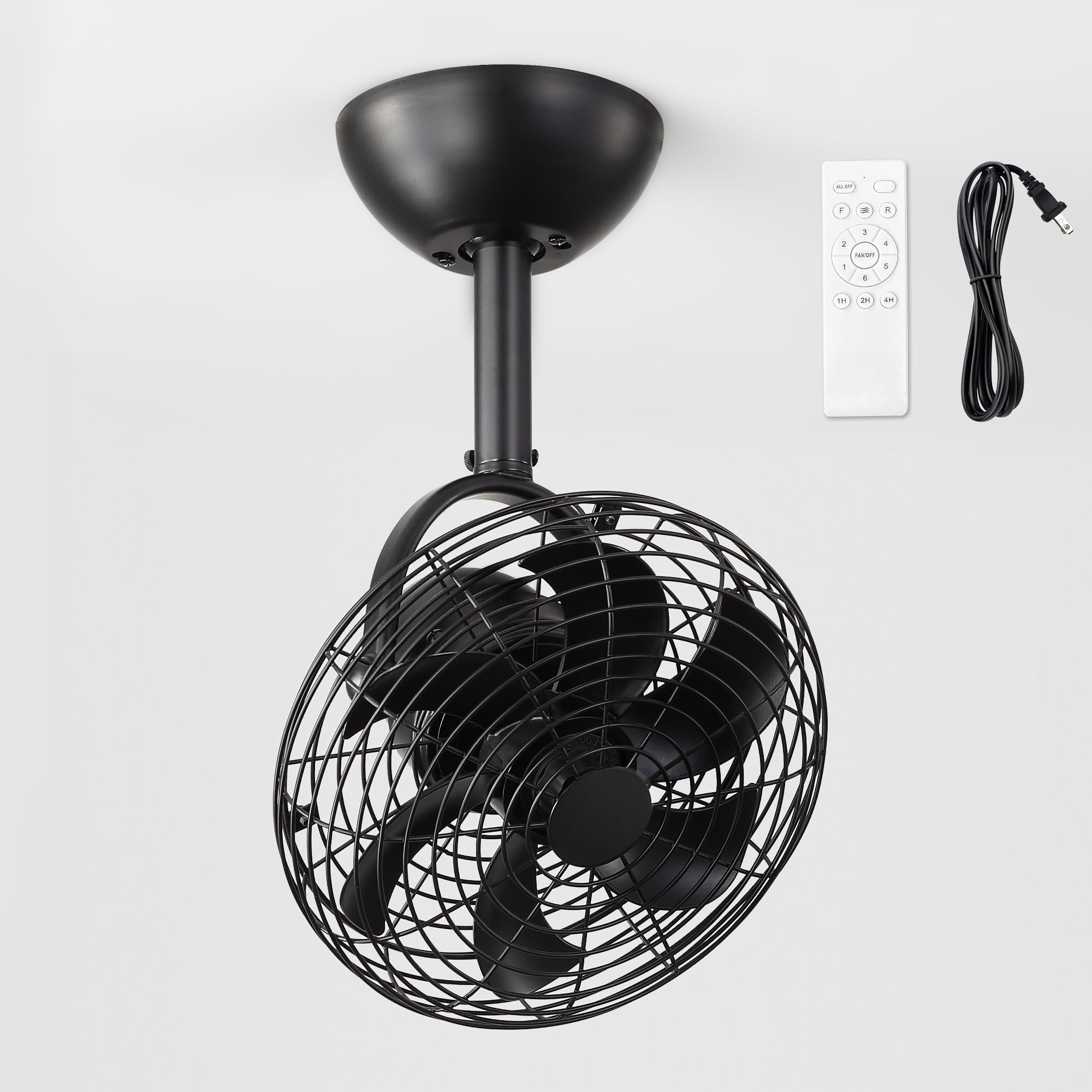 Photo 1 of LEDIARY Wall Mount Fan with Remote 10 Inch Small Ceiling Fans with Plug in Cord, 6 Speed, Adjustable Tilt, Wall Mounted Fan Indoor Tabletop for Garage Shop Corner Gym Bedroom Office-Black