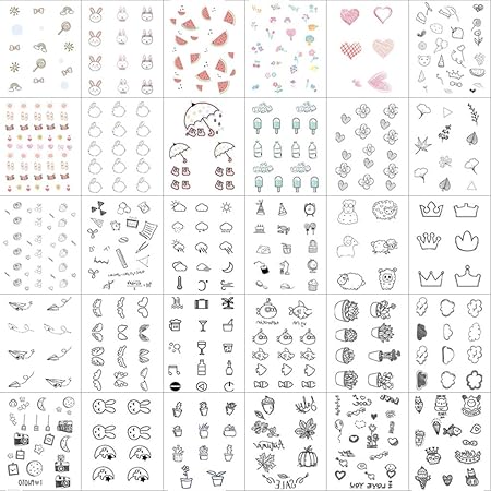 Amazon Co Jp Hnsyds タトゥーステッカーガールハートかわいい新鮮な文学シンプルな防水指鎖骨ステッカー30枚続く 防水タトゥーステッカー 洋書