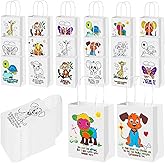 APUDWN 48 PCS Christian Coloring Bags Religious Color Your Own Gift Bags 8 Styles Animal Kraft Paper Bags with Bible Verses Sunday School Crafts Religious Crafts for VBS Church Art Activity Supplies
