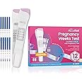 Pregnancy Test Weeks Indicator - Combo Pack 12 Tests, 2X Pregnancy Weeks Test Sticks 25 MIU/ml, 10x Pregnancy Test Strips 10 MIU/ml, Ultra Early 2 Ways Check - Tells You How Many Weeks (12 Tests)