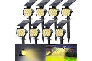Flaow Solar Spot Lights Outdoor, [8 Pack/50LED] Solar Lights Outdoor Waterproof IP67, Dusk-to-Dawn 3 Lighting Modes Adjustable Landscape Spotlight for Garden, Yard, Pathway