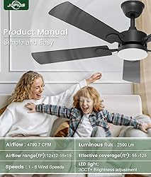 JOFIOS Ceiling Fans with Lights,52 inch Ceiling Fan