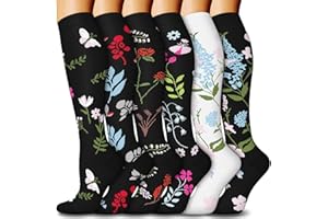 yeuG Compression Socks Women 6 Pairs Running Socks 20-30 mmHg Compression Outway Socks Cycling Nurse Pregnant