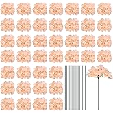 MECCANIXITY Silk Artificial Hydrangea Flowers, Pink Artificial Flowers Heads with Stems, Full Hydrangea Flowers for Wedding Centerpieces, Party Decoration 30Set