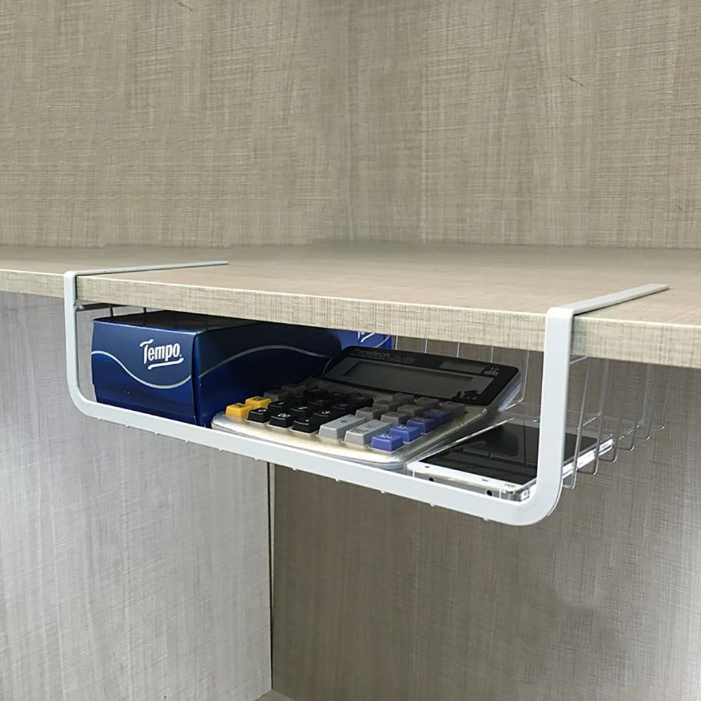Under shelf storage Kitchen Shelf Storage Basket Multifunctional Carbon Steel Kitchen Storage Shelf Hook Up Shelf White