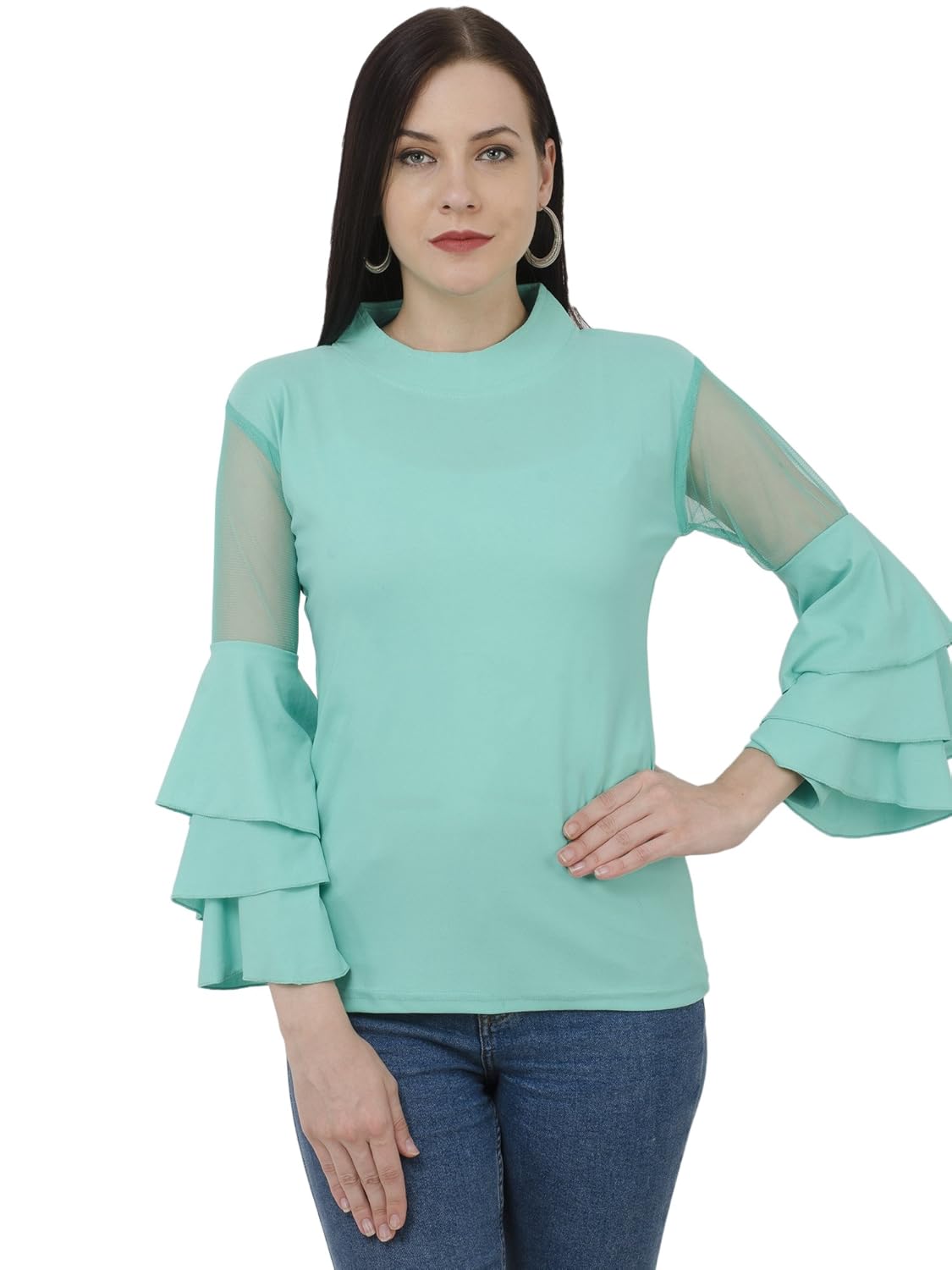dimpy garments buynewtrend bell sleeve crepe top for women