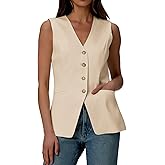 Mina Self 2026 Summer Women's Linen Sleeveless Vest Tops Blazer - Lightweight Fully V-Neck Casual Trendy Work Jacket Pockets