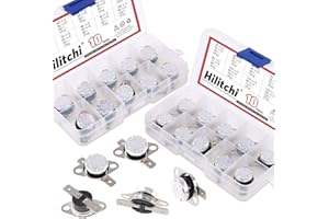 Hilitchi KSD301 20Pcs NO and NC Thermostat Temperature Thermal Control Switch Auto Reset 40C to 135C Thermal Control Switch Assortment Kit with Bimetal Disc. for Household Electric Appliances
