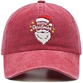 Wodeal Merry Christmas Baseball Cap with Gift Box, Santa Hats for Women Men, Adjustable Embroidered Red Xmas Hat