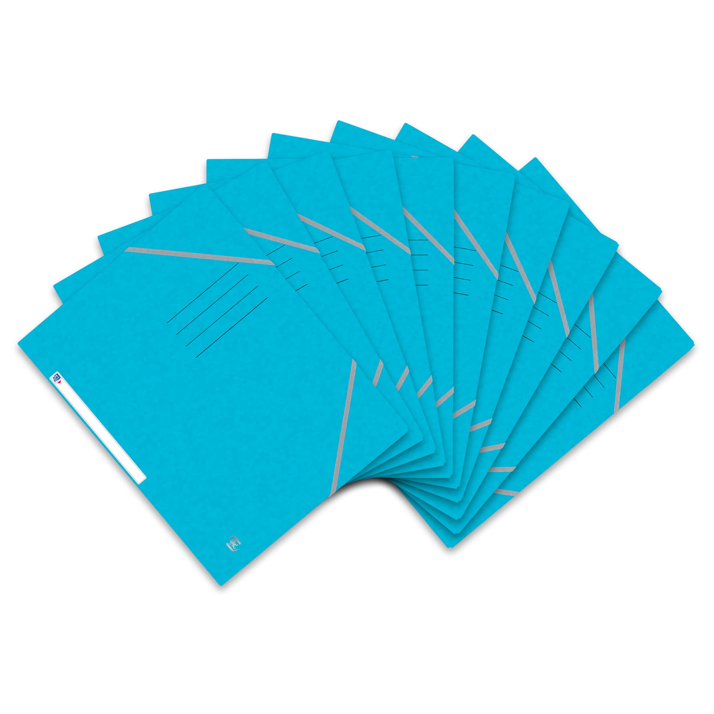 Oxford Top File + 400116323 Folder with Elasticated Corners A4 Extra Strong Cardboard Light Blue Pack of 10