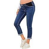 JIMYICLR Maternity Jeans for Women Comfy Stretch Slim Pregnancy Jeans Mid-Rise Under Belly Denim Pregnancy Pants with Pockets