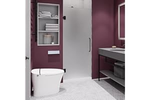 ANZZI 72" x 24" Frameless Frosted Shower Door in Matte Black, Passion Water Repellent Glass Shower Door with Seal Strip Parts and Handle, 3/8 Glass Hinged Shower Door (SD-AZ09-01MB-F)