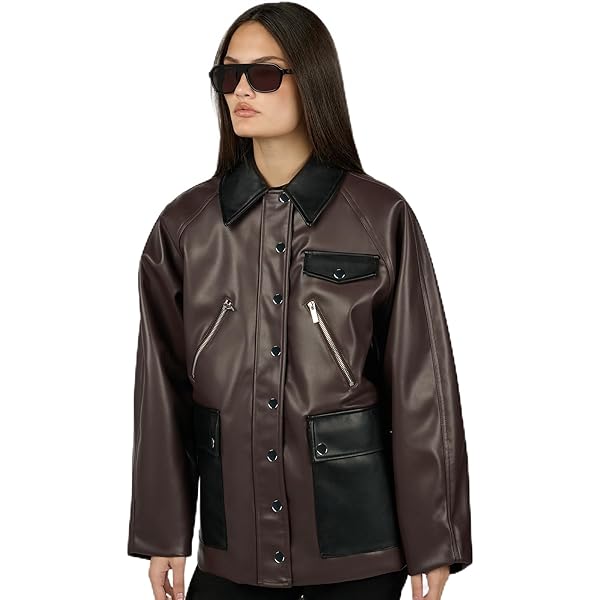 DUNST Women's Unisex Oversized Vintage Leather Blouson Jacket
