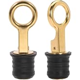 Ciweisah Boat Drain Plug - O-Handle Snap Plug, Brass/Stainless Steel, Rubber
