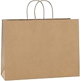 BagDream 16x6x12 Inches 50Pcs Brown Kraft Paper Bags with Handles Bulk, Large Gift Bags for Shopping, Grocery, Retai, Merchandise, Party Favor Gifts, Recyclable Paper Sacks