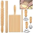 7 Pcs Pasta Making Tools Set Include 1 Gnocchi Board Wood 1 Wooden Cutter 1 Rolling Pin 1 Wood Roller 3 Ravioli Stamp Maker C