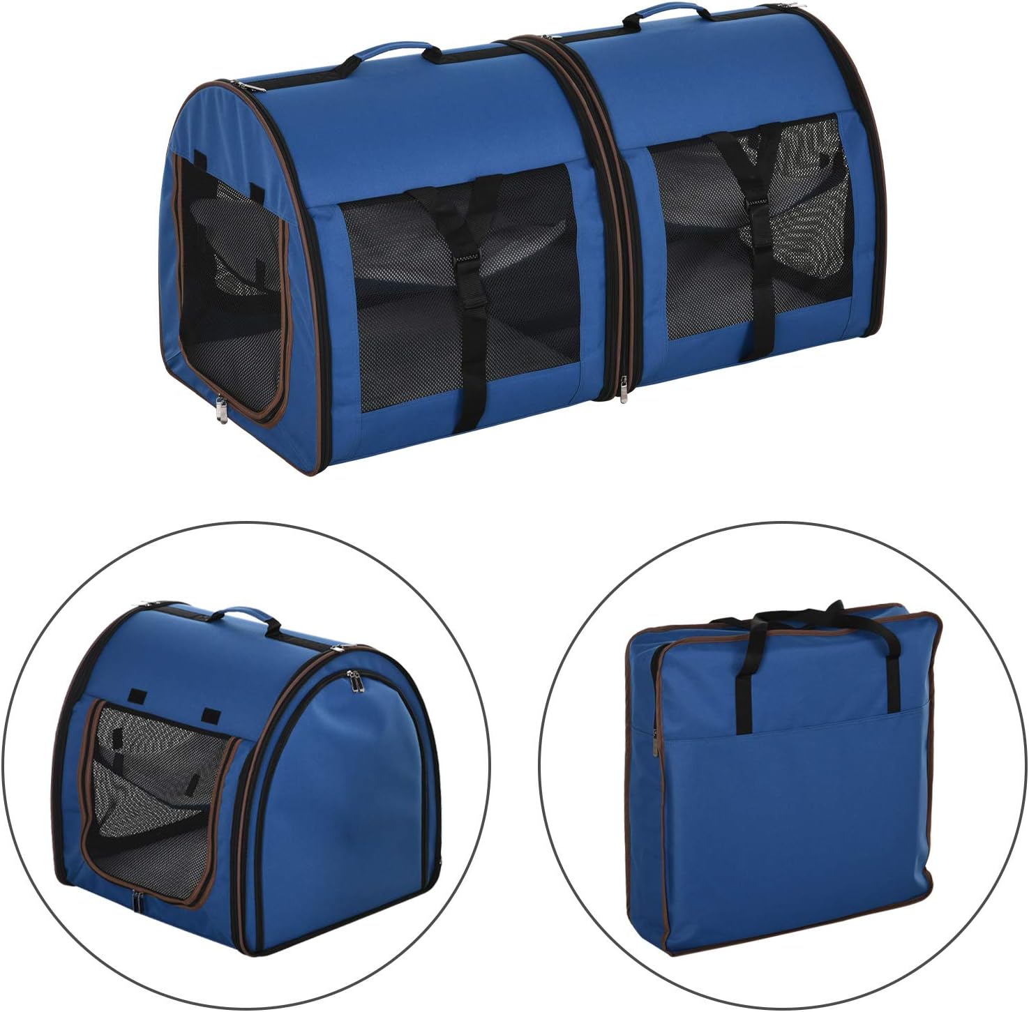 PawHut 39” SoftSided Portable Dual Compartment Pet