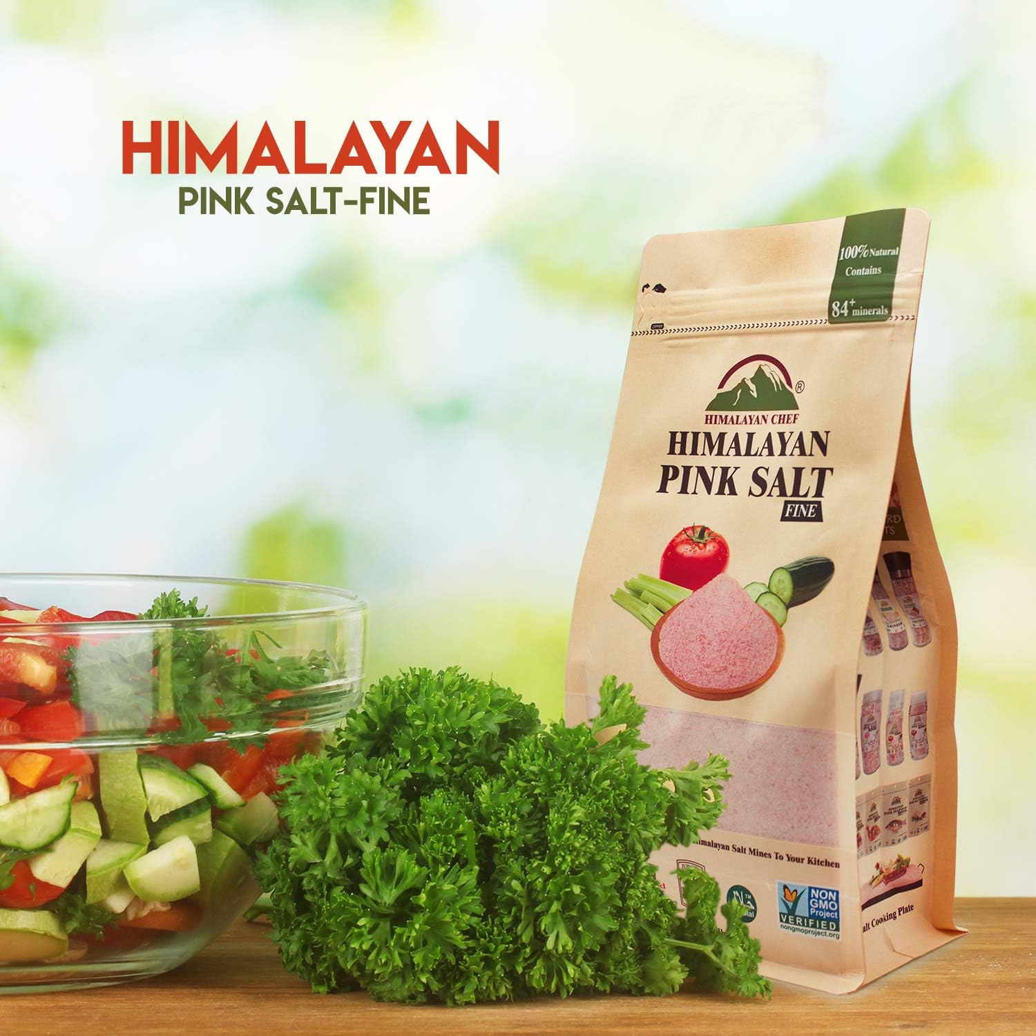 WBM Himalayan Chef Pink Salt Fine Stand Up Bag w/Window,100% Pure Natural Himalayan Pink Salt - 1 LBS: Grocery & Gourmet Food