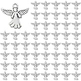 DICOSMETIC 80Pcs Angel Charms Pendants Small Guardian Charms Metal Religious Charm Antique Silver Tibetan Charm for Bracelet Necklace Earring Jewelry Making, Hole: 2mm