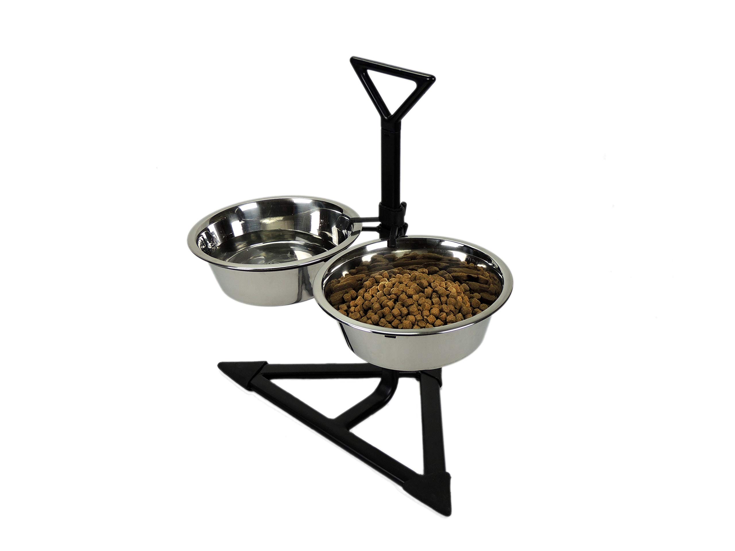 Classic Pet Products Double Feeder Corner High Stand with 2 x 1700 ml Stainless Steel Dishes - Adjustable Height