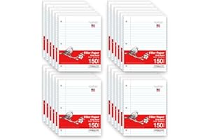 WritePads Notebook Paper Bulk Loose Leaf Paper, 8"x10-1/2" Wide Ruled Filler Paper,3 Hole Punched Binder Paper For 3 Ring Binder,150 Sheets/Pack 24PK Per Carton,3600 Sheets, Lined Paper (F15001W-24)