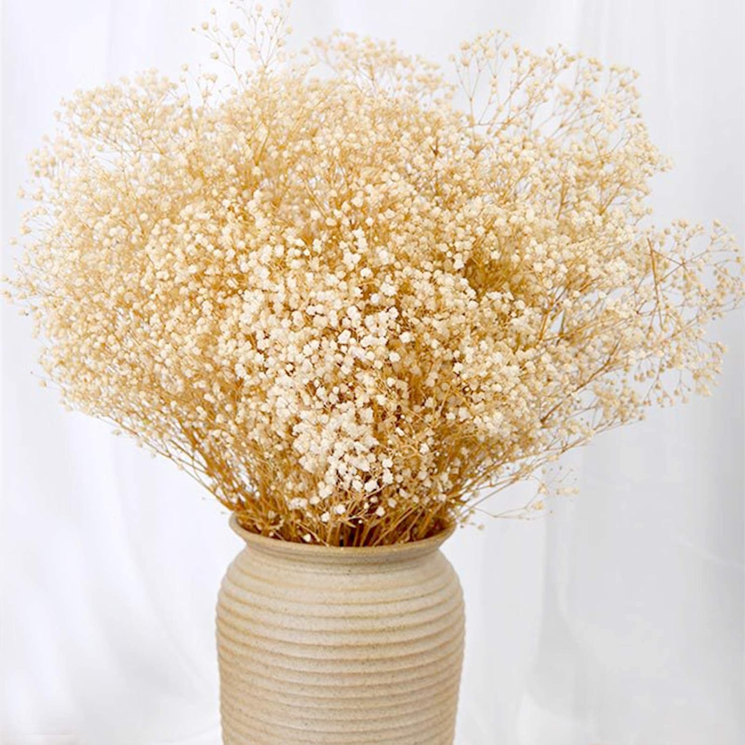 Dried & Preserved Flora - Dried Babys Breath Flowers Bouquet-17 Inch 2500+ Ivory White Dry Flowers, Natural Gypsophila Branches for Wedding, Table Vase Decor, DIY Wreath Floral, Home Office Party Garden Decoration (3oz)