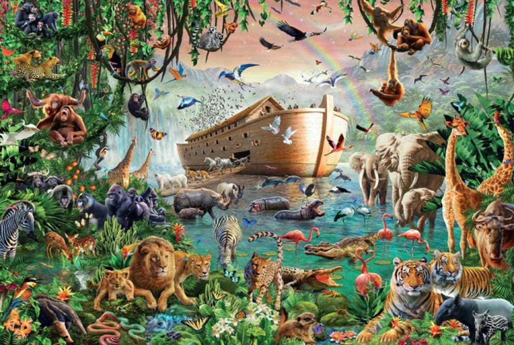 Xiyuyuan Wooden Puzzle Noah's Ark and Animals Adult Decompression Puzzle Game Toys for Children Gifts-1000 Pieces