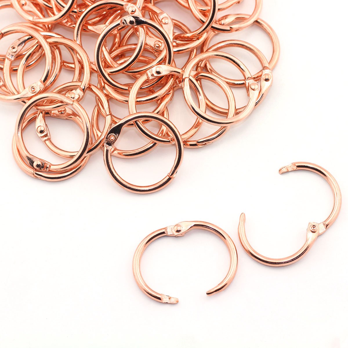Lind Kitchen 50pcs 1" Rose Gold Book Ring Metal Loose Leaf Book Binder Hinged Buckle Rings Scrapbook Sketchbook Craft Photo Album DIY Binding Ring 25.4mm