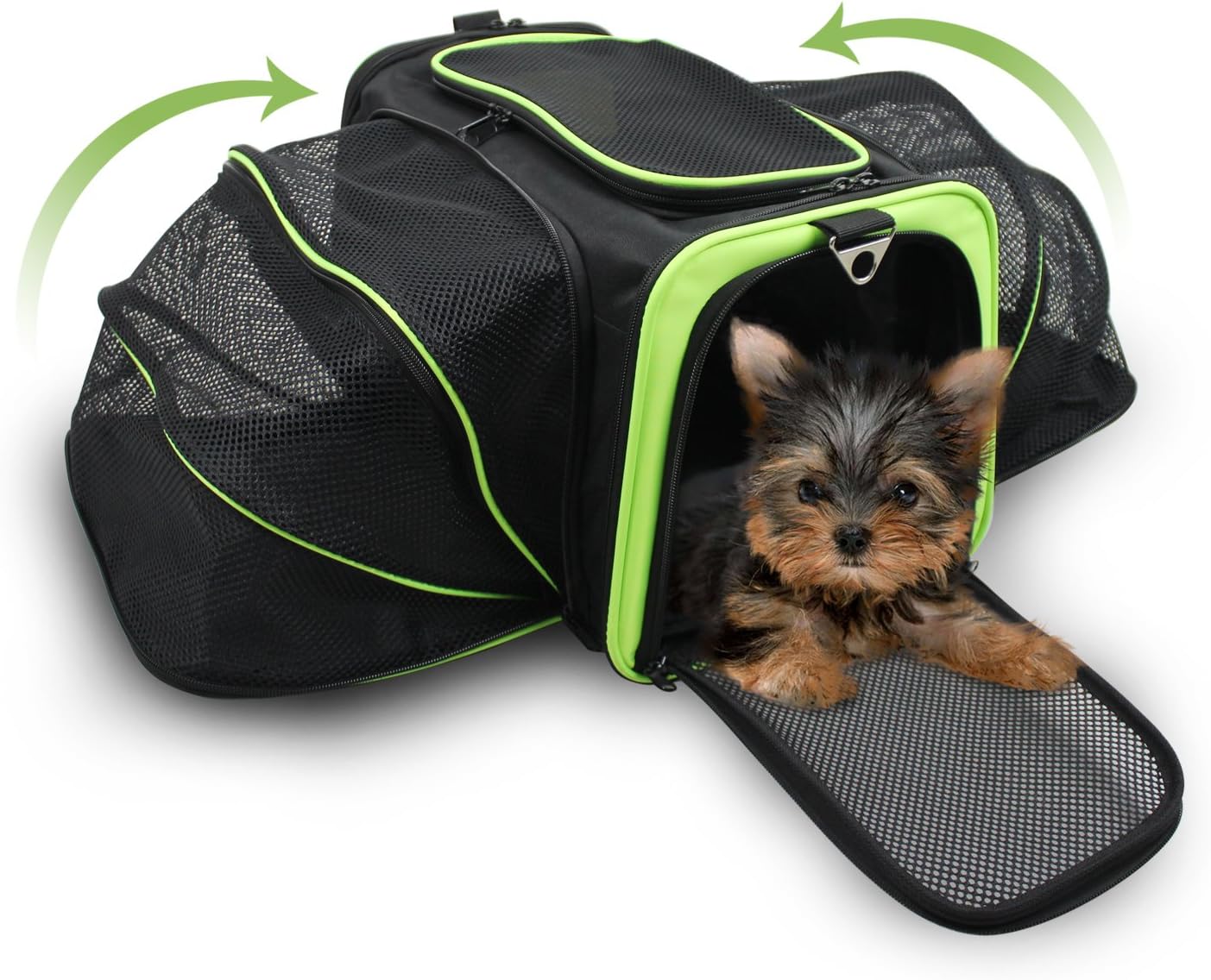 Expandable Airline Approved Pet Carrier with with Fleece Mat by Jespet, 16” Foldable Soft Sided Travel Dog Carrier for Cats Kitten Puppy