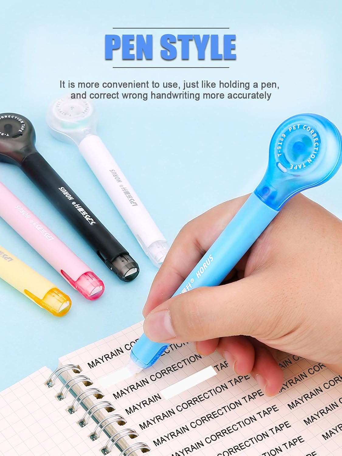 5pcs Correction Tape Pen, White, 1/5" x 236", Push-pull Protectiv : Office Products