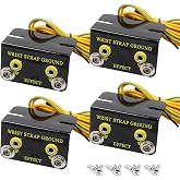 ESD Wrist Strap Grounding Kit with 5.74ft Terminal Cable &amp; Anti-Static Socket Connector - Durable Anodized Aluminum - Static Protection for Electronics (2-Port(4Pack))