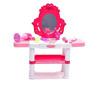 IRIS Girls Dressing Table,Kids Vanity Table and Beauty Play Set Princess Make Up Vanity Table with Fashion and Makeup Accessories for Girls