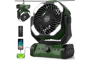 kejector Battery Powered Fan - 24000mAh 3-in-1 Portable Camping Fan Rechargeable with LED Lights, USB C, Auto Oscillating Portable Fan for Tents, Travel, BBQ, Fishing, Home, Office, Camper Essentials