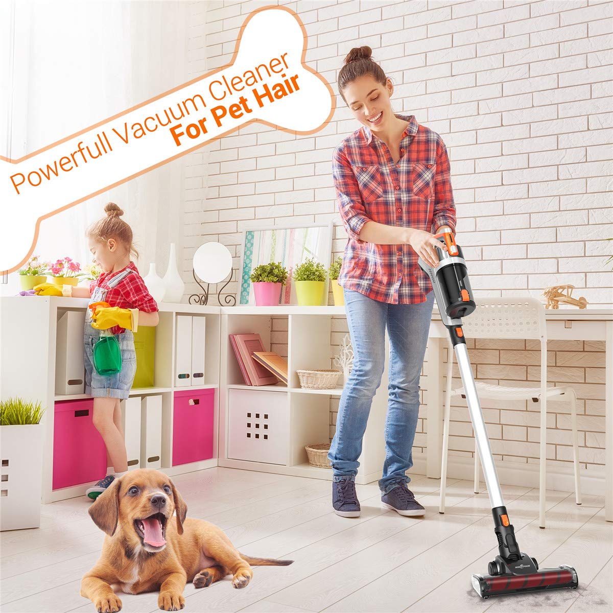 Scopa elettrica con 18000pa Aspirazione Ricaricabile 4 diverse spazzole per  Animal Care e Car Kit e materasso Aspirapolvere Senza Fili Serbatoio da 1  litri 40 Minuti di Autonomia Aspirapolvere Casa e cucina