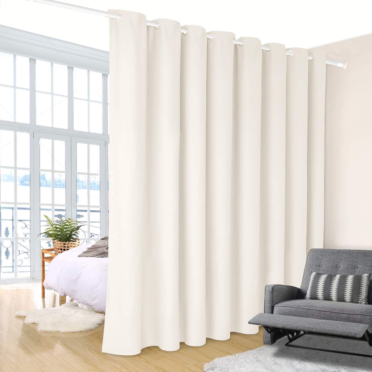 Tension Rod Shower Rail Curtain Poles, Shower Curtain Rail Heavy Duty Room Divider Curtain Rod - Image 5