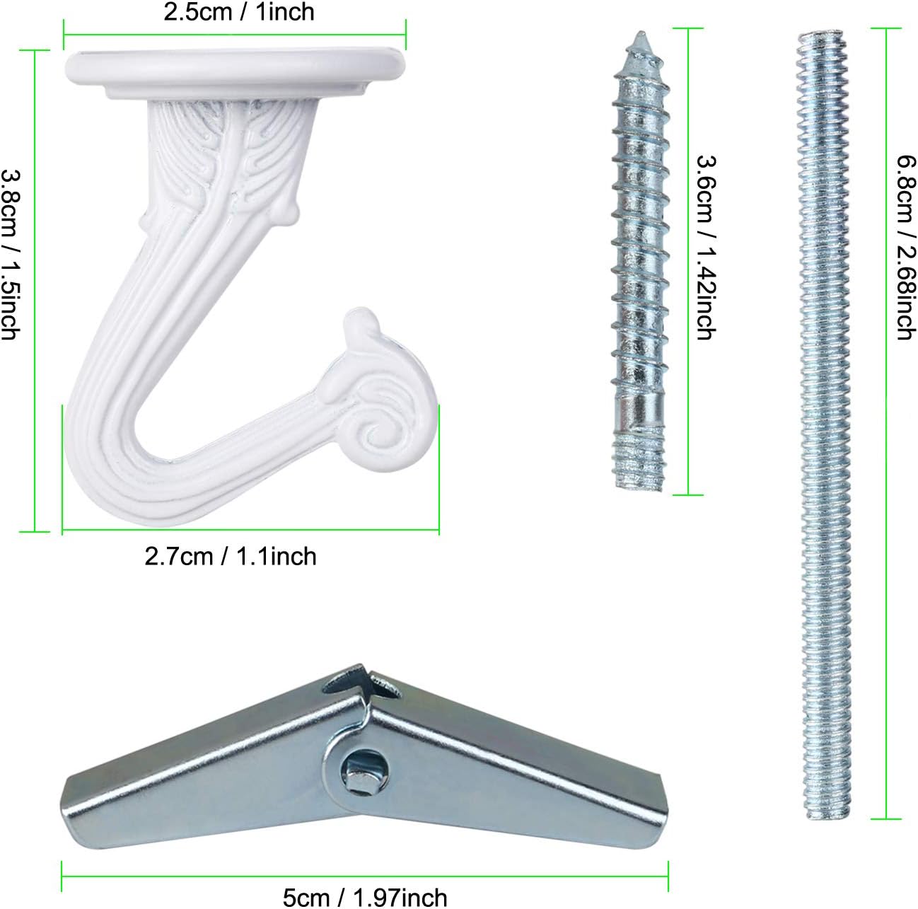 OOTSR 6 Sets Metal Ceiling Hooks, Heavy Duty Swag Ceiling Hooks with
