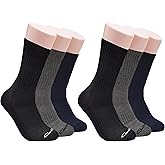Clarks Men's Sport Half Cushion Crew Socks 6 Pair, Black/Charcoal/Navy, Men's 7-12 Shoe