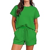 MOEENCN Womens Sets 2 Piece Outfits Sweatsuits Casual Lounge Jogger Sets Sweat Shorts Set Travel Matching Clothing